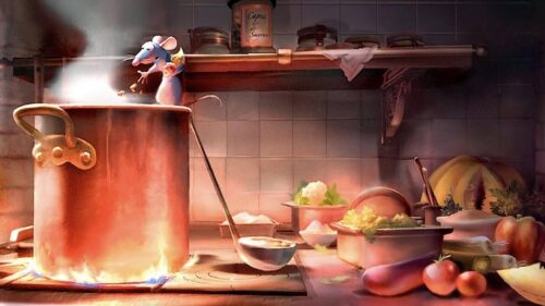 Magical Ratatouille Remy Cooking in Paris Kitchen High Resolution Desktop Wallpaper
