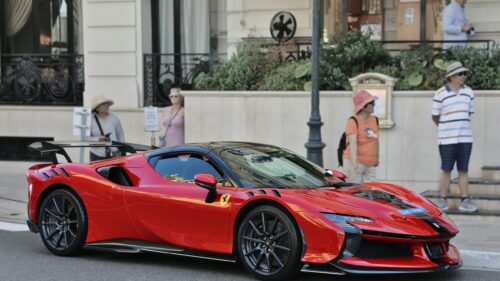 Ferrari SF90 XX Stradale Red Supercar on City Street 4K Desktop Wallpaper