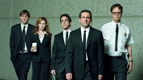Iconic Dunder Mifflin Office Desk Scene with Iconic Elements 4K Desktop Wallpaper