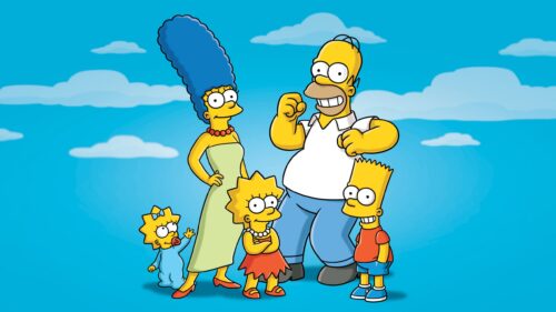 Iconic The Simpsons Family Sitting on Couch High Definition Desktop Wallpaper