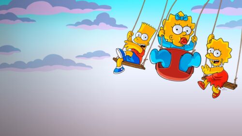 Iconic The Simpsons Family Sitting on the Famous Couch High Resolution Desktop Wallpaper