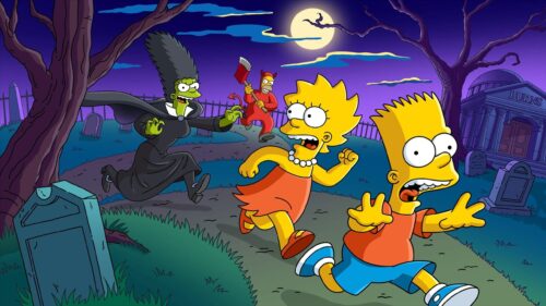 Iconic The Simpsons Family Sitting on Couch High Quality Desktop Wallpaper