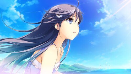 Beautiful Anime Girl With Long Hair Under Blue Sky PC Wallpaper