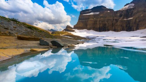 Breathtaking Glacier Lake Reflection Mountain Landscape 4K PC Wallpaper
