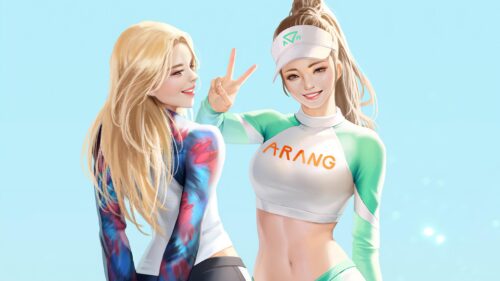 Beautiful Anime Girls Summer Sportswear Digital Art Desktop Wallpaper