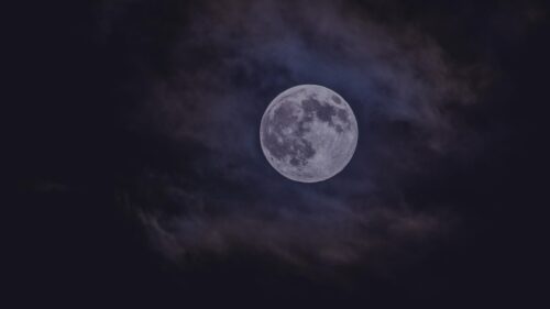Mystical Full Moon Shining Through Dark Night Clouds PC Wallpaper