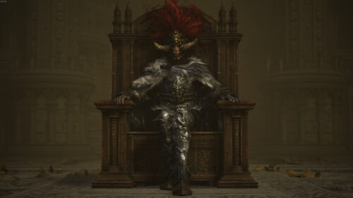 Elden Ring Night Cavalry Commander Sitting on Throne 4K PC Wallpaper