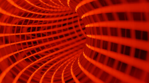 Abstract Glowing Red Geometric Grid Tunnel 4K Wallpaper