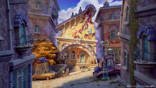 Whimsical Cartoon European Street Art Style PC Wallpaper