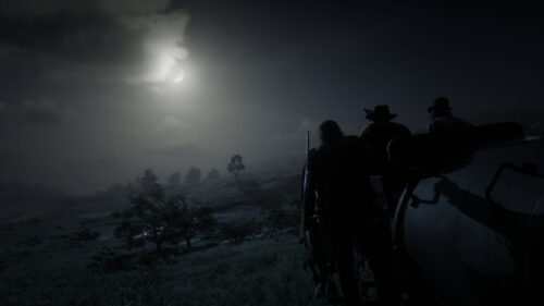 Red Dead Redemption 2 Outlaws Under Moonlight Desktop Wallpaper