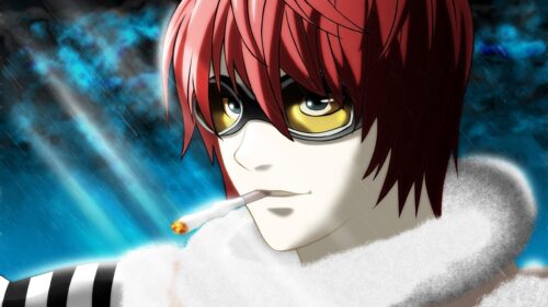 Cool Anime Boy with Red Hair and Goggles Aesthetic PC Wallpaper