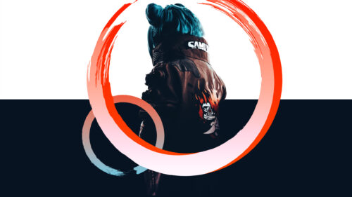 Cyberpunk Samurai Girl Back View Stylized 4K Wallpaper
