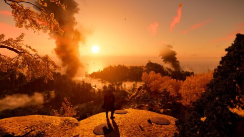 Ghost of Tsushima Samurai Warrior Sunset Landscape 4K PC Wallpaper
