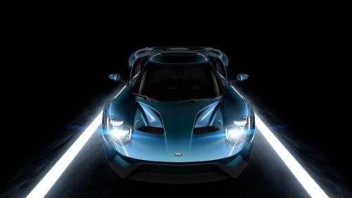Stunning Blue Ford GT Supercar Front View 4K Desktop Wallpaper