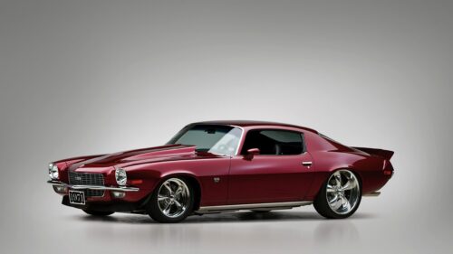 Stunning Deep Red 1971 Chevrolet Camaro SS Muscle Car Desktop Wallpaper
