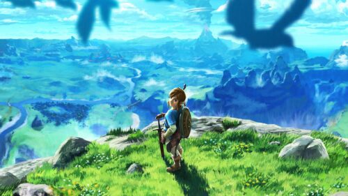 Link Looking Over Hyrule Breath of the Wild 4K Desktop Wallpaper
