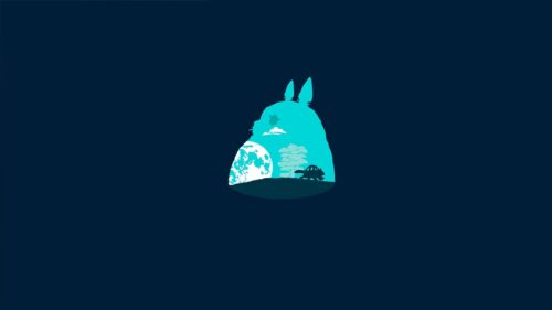 Minimalist Totoro Silhouette Moonlit Landscape 4K PC Wallpaper