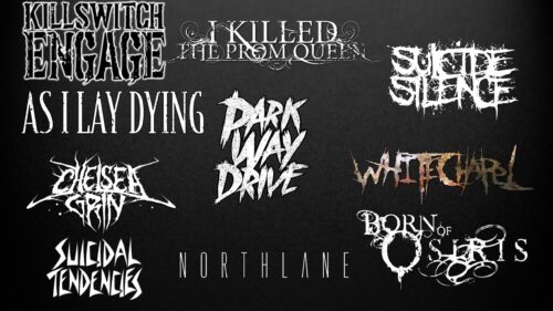 Metalcore and Deathcore Band Logos Collage 4K PC Wallpaper