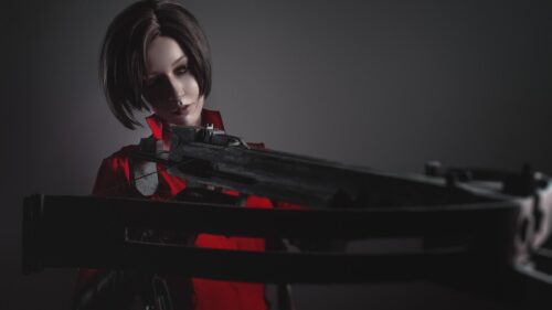 Ada Wong Resident Evil Cosplay Aiming Crossbow Desktop Wallpaper
