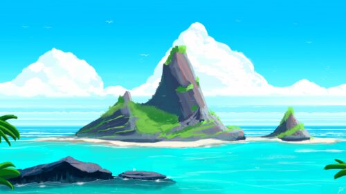 Beautiful Tropical Island Landscape with Turquoise Ocean PC Wallpaper