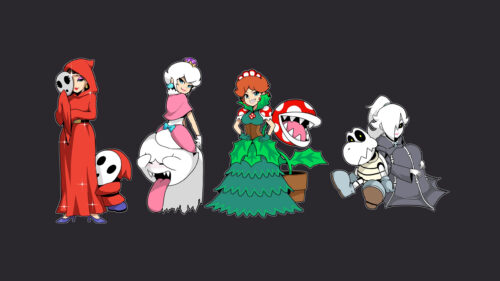 Super Mario Characters Fan Art Ensemble Anime Style PC Wallpaper