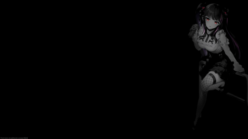 Minimalist Dark Anime Girl with Red Eyes Desktop Wallpaper