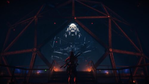 Aloy Facing the GAIA Prime Machine Horizon Zero Dawn 4K PC Wallpaper