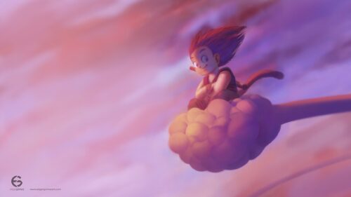 Goku Riding the Flying Nimbus Dragon Ball Anime 4K Wallpaper