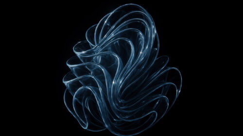 Abstract Glowing Blue Glass Curves Dark Minimalist PC Wallpaper