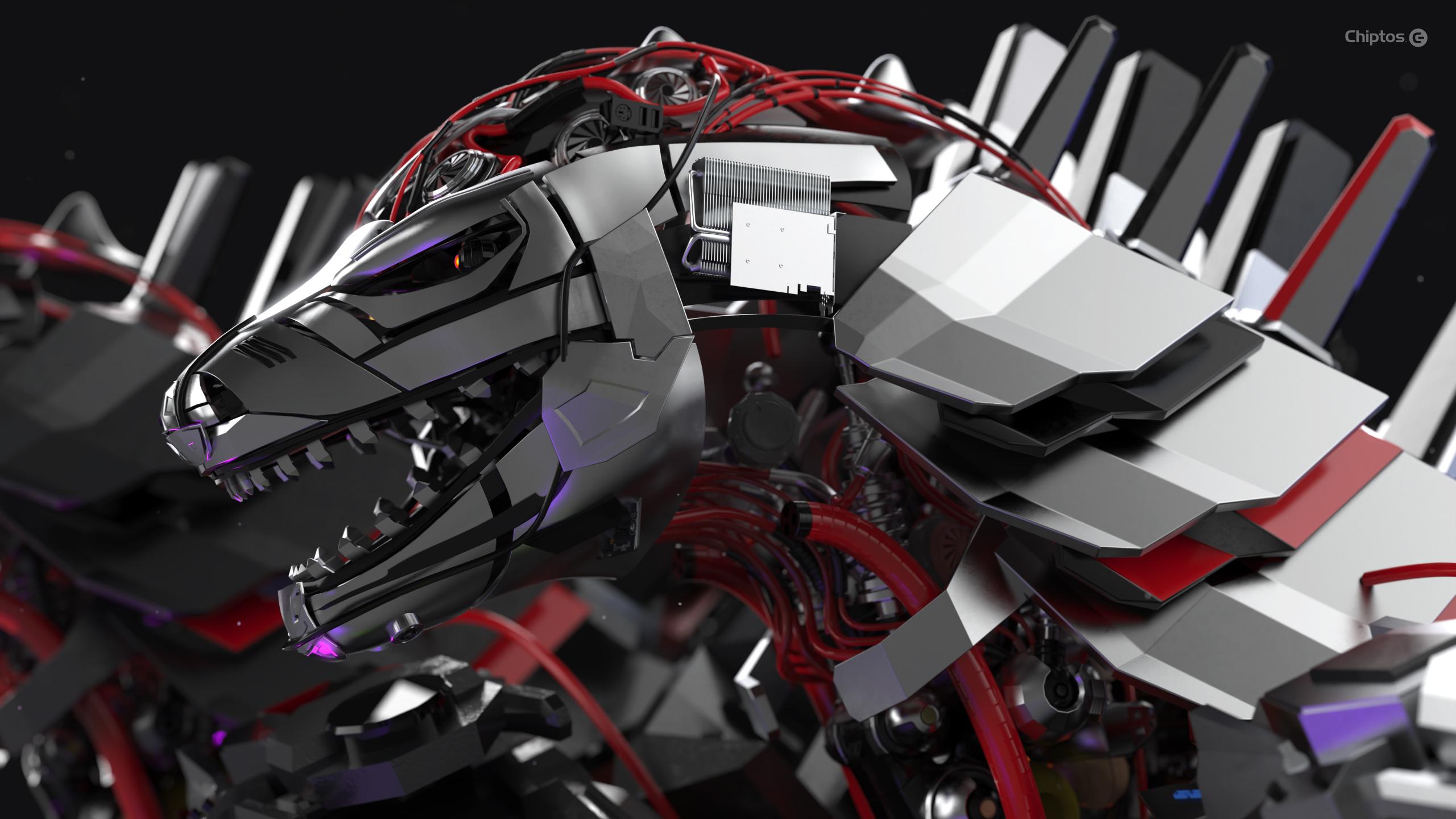 Futuristic Mechanical Cybernetic Dragon 4K Wallpaper