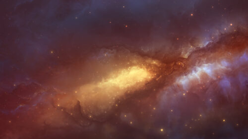 Stunning Golden Cosmic Nebula and Deep Space Stars 4K Wallpaper