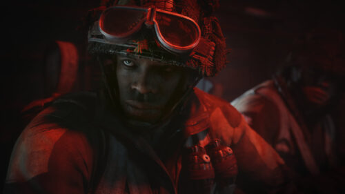 Intense Soldier in Combat Battlefield Red Lighting 4K Wallpaper