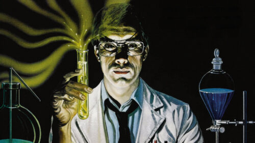 Mad Scientist Laboratory Experiment Glowing Chemical 4K Wallpaper