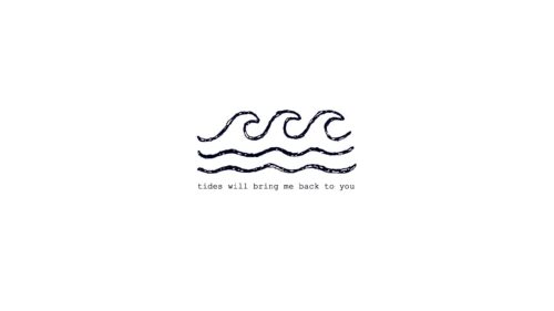 Minimalist Ocean Wave Sketch With Inspirational Quote Desktop Wallpaper