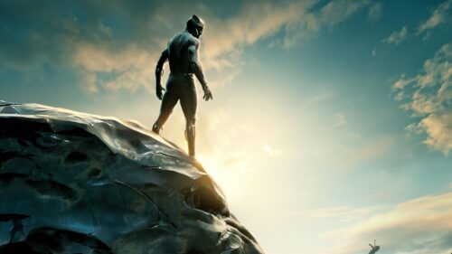 Black Panther Standing on Mountain Peak Marvel Superhero PC Wallpaper