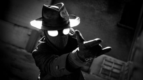 Noir Spider-Man Cinematic Black and White 4K PC Wallpaper