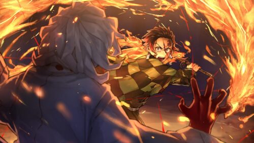 Tanjiro Kamado vs Rui Demon Slayer Epic Battle 4K PC Wallpaper
