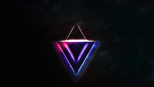 Neon Geometric Triangle Abstract Glowing Dark Background 4K Wallpaper