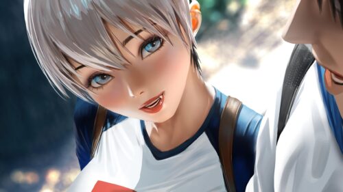 Anime Girl with Silver Hair Close Up High Quality 4K Wallpaper