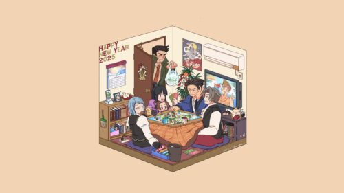 Phoenix Wright Ace Attorney New Year 2025 Cozy Isometric Desktop Wallpaper