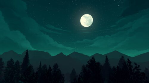 Serene Moonlit Forest Mountains Night Sky 4K Wallpaper