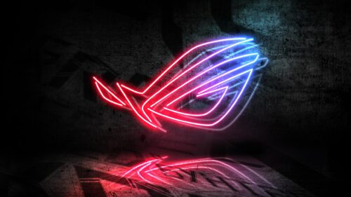 Neon ROG Republic of Gamers Logo Red and Blue Abstract PC Wallpaper