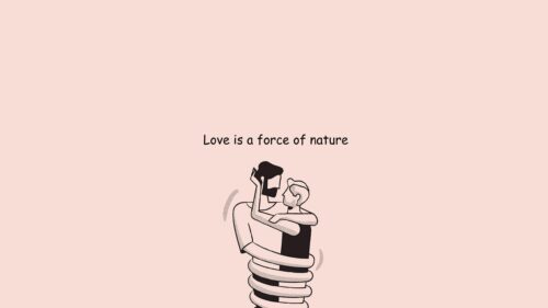 Minimalist Romantic Couple Line Art Love Quote PC Wallpaper