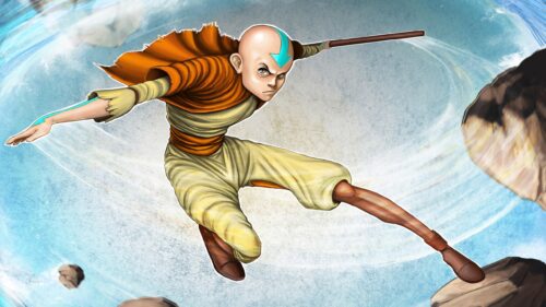 Dynamic Aang Airbending Action Scene Avatar The Last Airbender PC Wallpaper