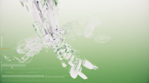 Abstract 3D Wireframe Technology Concept Green Desktop Wallpaper