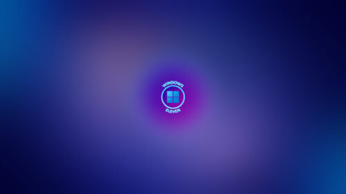 Minimalist Windows 11 Neon Logo Abstract Dark Blue Gradient PC Wallpaper