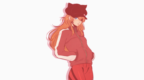 Asuka Langley Soryu Red Outfit Minimalist Anime PC Wallpaper