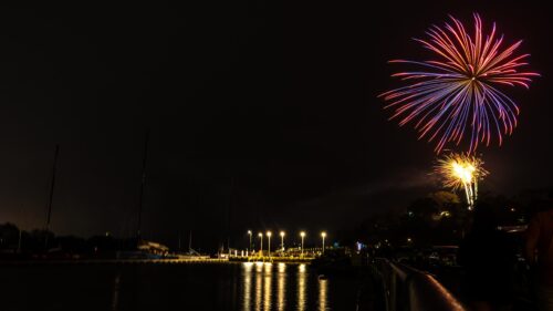 Stunning Night Harbor Fireworks Display 4K PC Wallpaper