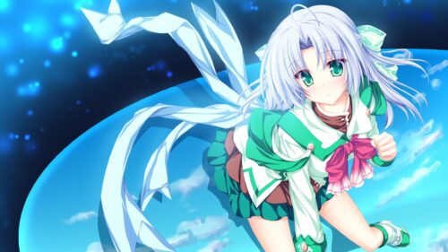 Beautiful Anime Girl with White Hair and Green Eyes Fantasy PC Wallpaper