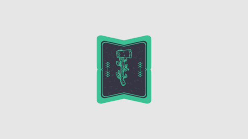 Minimalist Axe and Nature Emblem Illustration Desktop Wallpaper